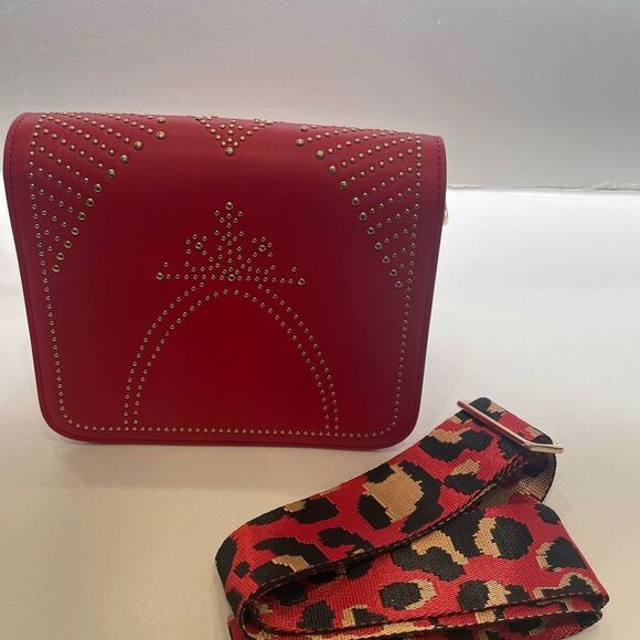 Elegant Red Studded Women's Bag - Picture 3 of 3